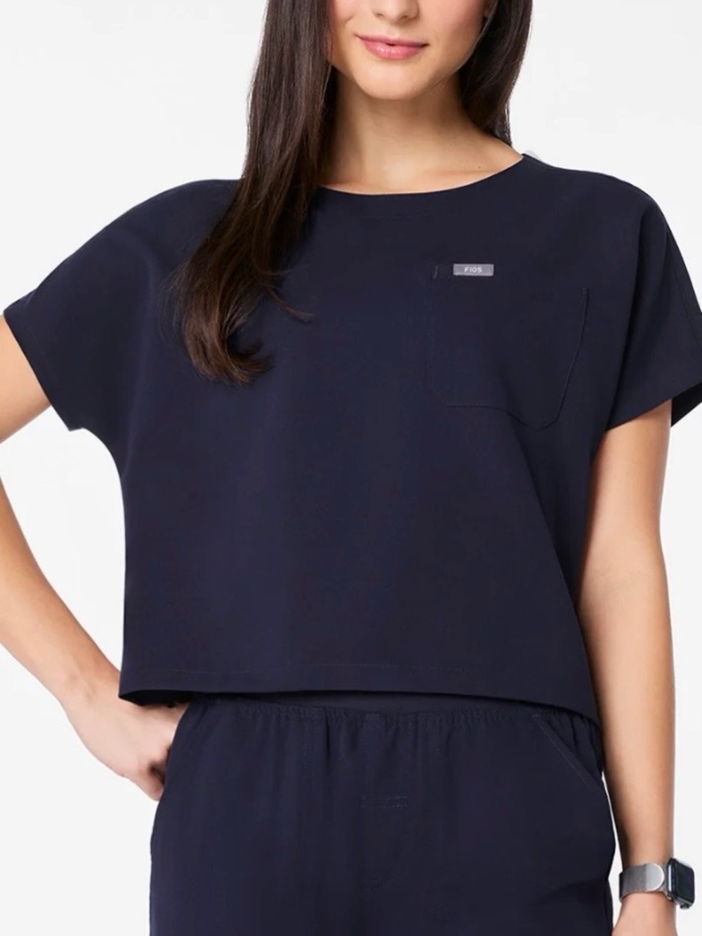 FIGS Cropped Scrub Top Navy XXL